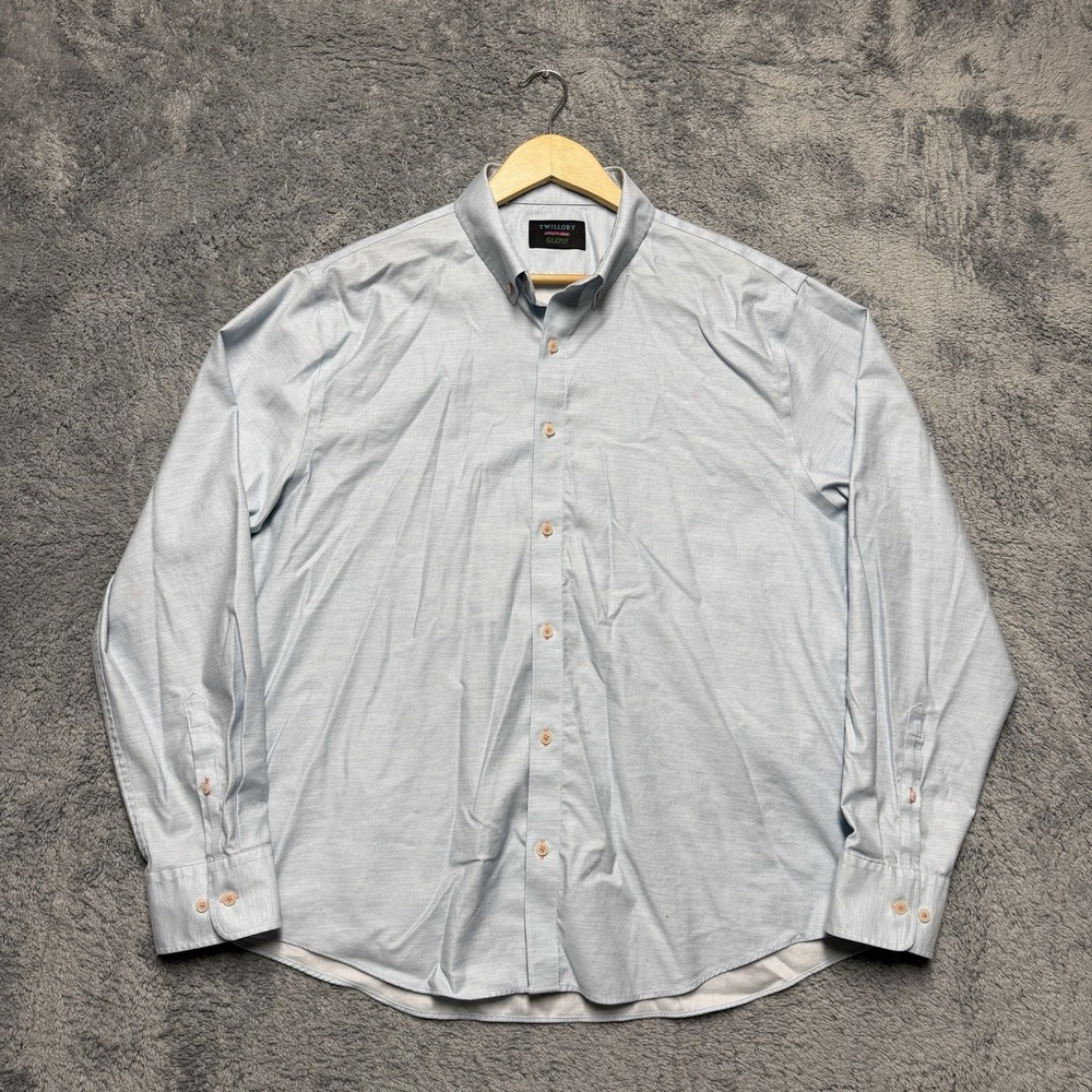 Twillory Shirt Mens XL Tailored Fit Blue Untuckable Glow Speckled Cotton Stretch